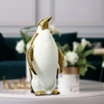 thumbnail image 1 of Estatuilla de pingüino, estatuilla de arte de cerámica, artesanía multiusos, decoración del hogar, escultura de Animal para estantería, sala de estar, papá dorado, 1 of 8