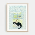 thumbnail image 2 of Cat and Bluebird in a Window with Curtains - Glen Rock Pennsylvania Drawing Cat Animal Bird Whimsical Nature Farmhouse Floral Unframed Wall Art Print 32 x 48 inches, 2 of 16