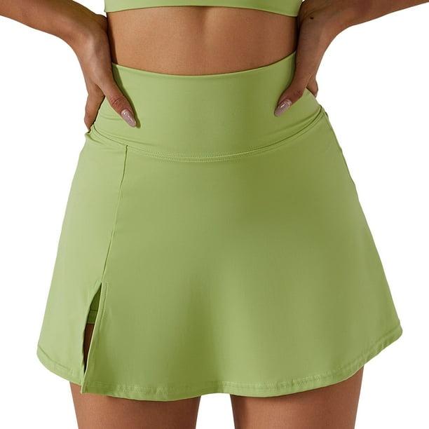 Gibobby faldas para mujer invierno de algodón de cintura alta elástica plisados con volantes lindos pantalones cortos de playa fluidos casuales pantalones cortos falda(Verde, S)