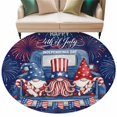 thumbnail image 2 of Independence Day Washable Round Area Rug 6 ft, Watercolor Blue Truck Cute Gnome Firework, Soft Non Slip Rugs Stain Repellent Indoor Felt Carpet for Living Dining Room Bedroom Home Office, 2 of 9