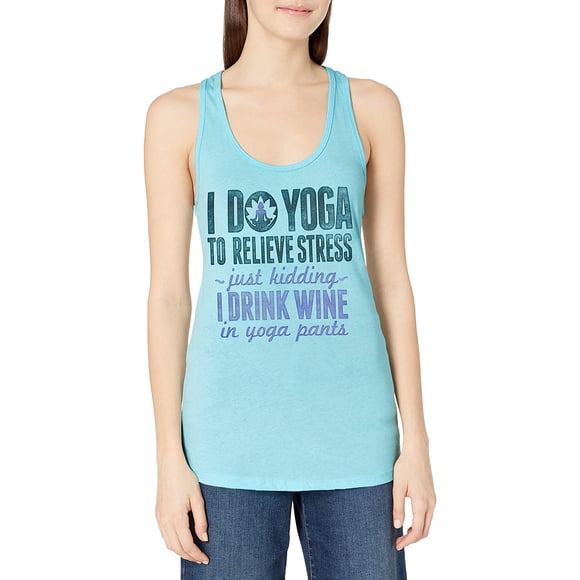 Chin-Up Womens I Drink Wine in Yoga Pants Ideal Racerback Graphic Tank Top