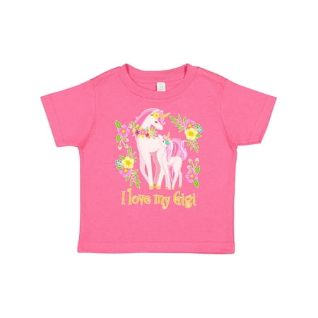 

Inktastic I Love My Gigi Unicorn with Pink and Yellow Flowers Gift Toddler Boy or Toddler Girl T-Shirt