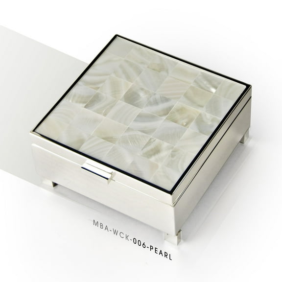 Gorgeous 30 Note Mother of Pearl with Silver Base Musical Keepsake - Auld Lang Syne