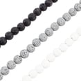thumbnail image 1 of 195 cuentas redondas de piedra volcánica de 89 mm - Cuentas de energía natural para joyería - Negro, blanco y gris, 1 of 9
