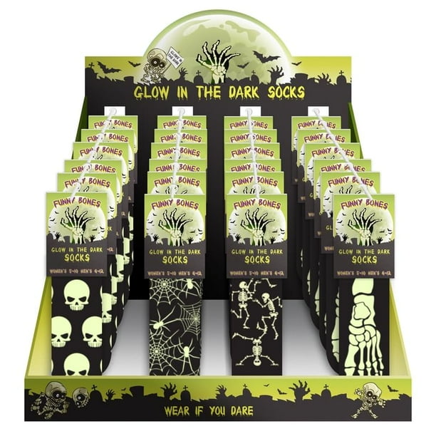 Calcetines Funny Bones que brillan en la oscuridad, paquete de 1