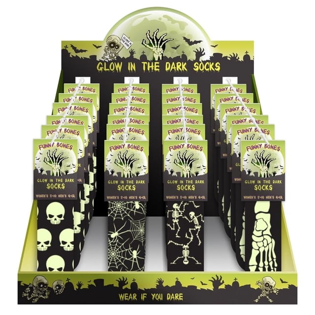 Calcetines Funny Bones que brillan en la oscuridad, paquete de 1