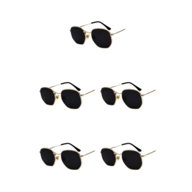 Minnieouse Gafas de sol hexagonales de PC, gafas de sol poligonales con montura pequeña, lentes polarizadas, materiales cómodos Unisex, dorado, Type2 NO2