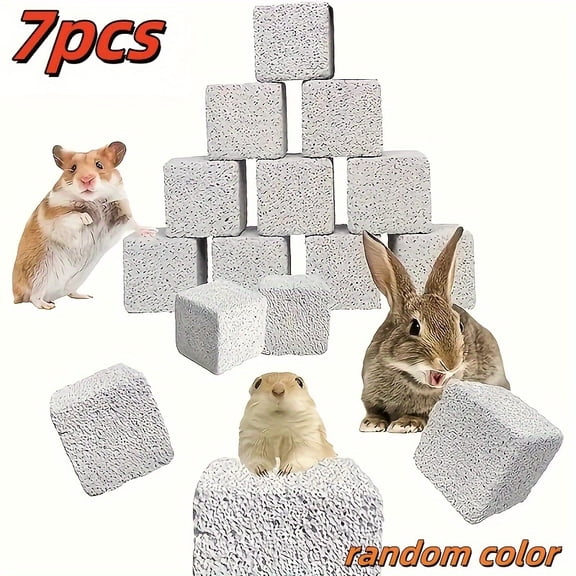 4PCS 1.57 Inch Natural Pumice Stone Cube for Small Animals Hamster Rabbit Chinchilla Guinea Pig Teeth Grinding