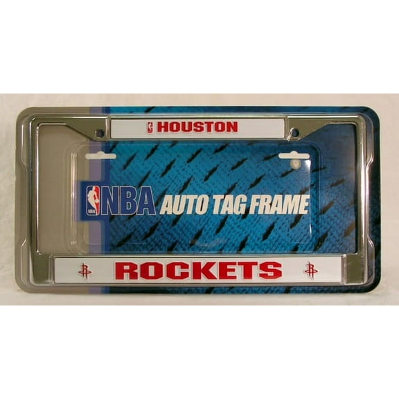 Houston Basketball Rockets - 12" x 6" Standard Size - Chrome Metal License Plate Frame