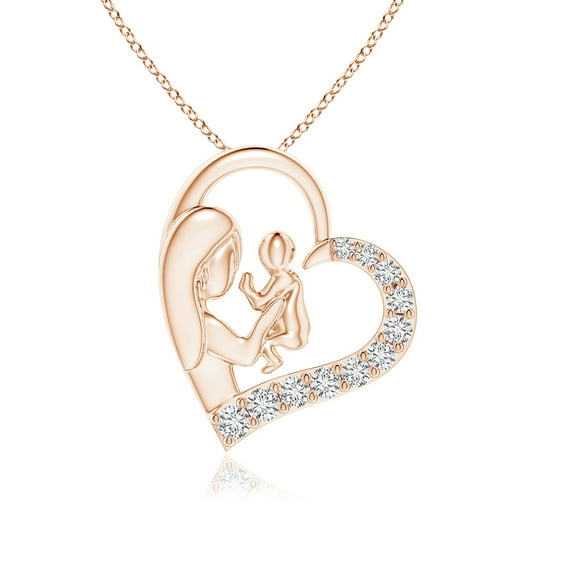 ANGARA Natural Diamond Heart Pendant in 14K Rose Gold for Women (Size-1.5mm| Color-H| Clarity-SI2) | April Birthstone, Anniversary, Jewelry Gift for Women | Natural Diamond Necklace