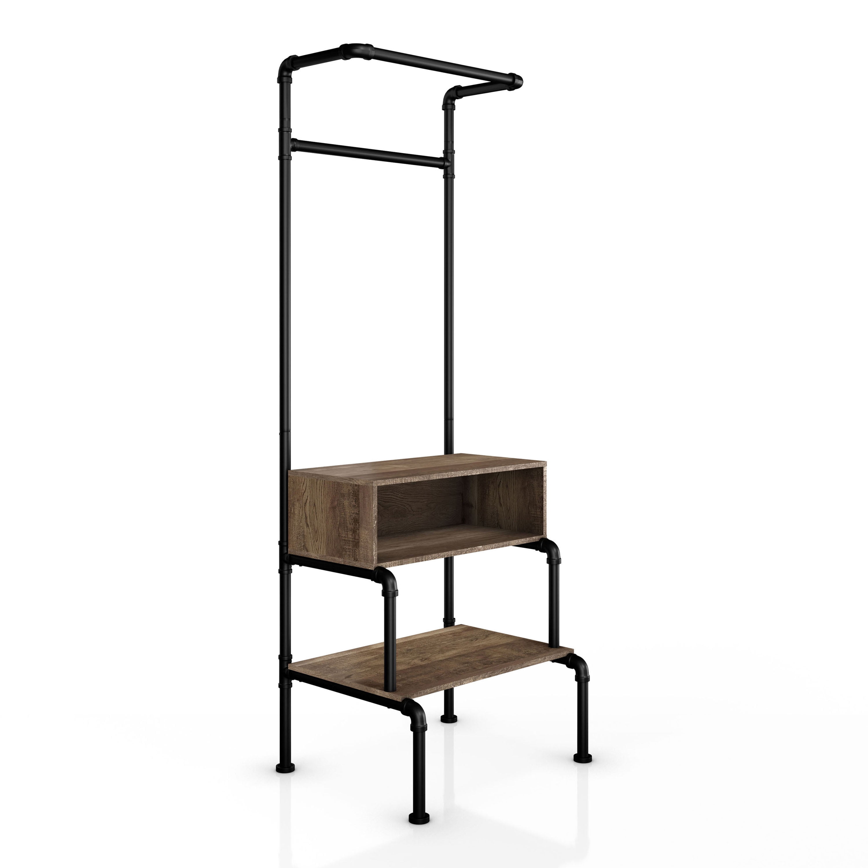Furniture of America Vira Storage Hall Tree, Reclaimed Oak