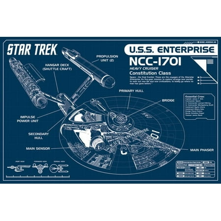 - Star Trek Enterprise Blueprint Poster - 36x24