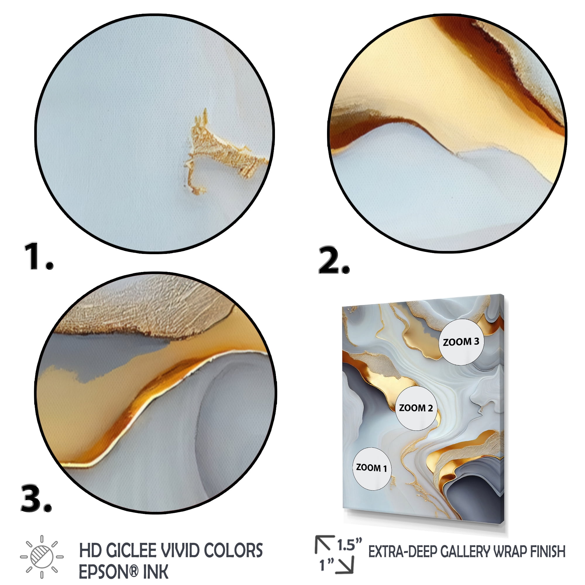Designart White And Gold Marble Abstract IV Canvas Wall Art