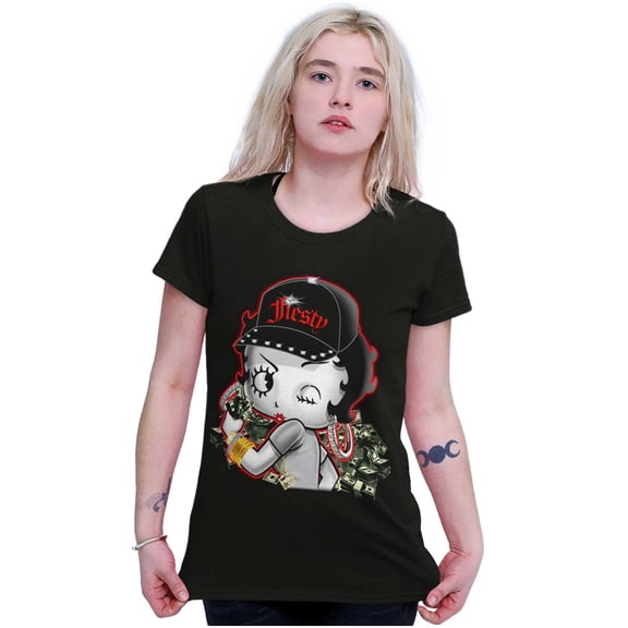 Betty Boop Cartoon Fiesty Cha-ching Women's T Shirt Ladies Tee Brisco Brands S