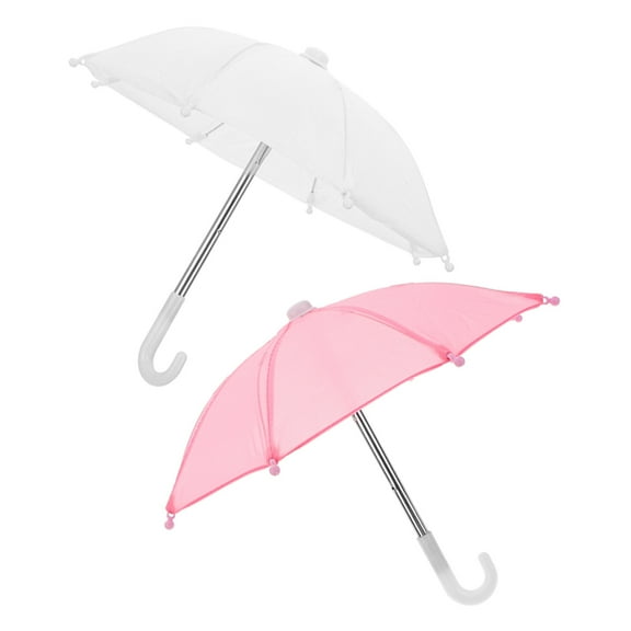 Clispeed 2Pack Doll Umbrella Plastic White Rain Protection Dollhouse Decoration