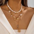 thumbnail image 4 of NICKSUN Boho Ocean Themed Layered Beaded Necklace, Multi-Layer Stackable Starfish Shell Imitation Pearl Choker, Summer Vacation Beach Statement Jewelry, 4 of 7