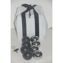 73mm Metal Bocce/Petanque Set with 4 Black and 4 Silver Balls and Heavy Duty White Nylon Bag - Single