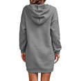 thumbnail image 5 of Stralyhd Oversized Hoodie Dress for Women Long Sleeve Henley Neck Hooded Pullover Fall Winter Comfy Casual Sweatshirts Mini Dress Gray S, 5 of 6