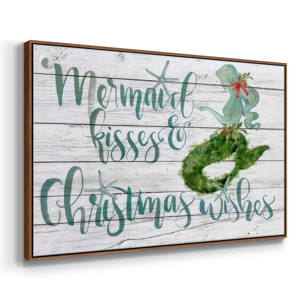 Tis the Seasun Collection A - Framed Gallery Wrapped Holiday Canvas - 25 x 37 - Rosewood Frame