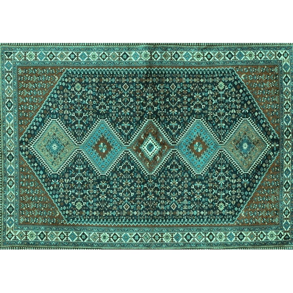 Ahgly Company Indoor Rectangle Persian Turquoise Blue Traditional Area Rugs, 2' x 4'