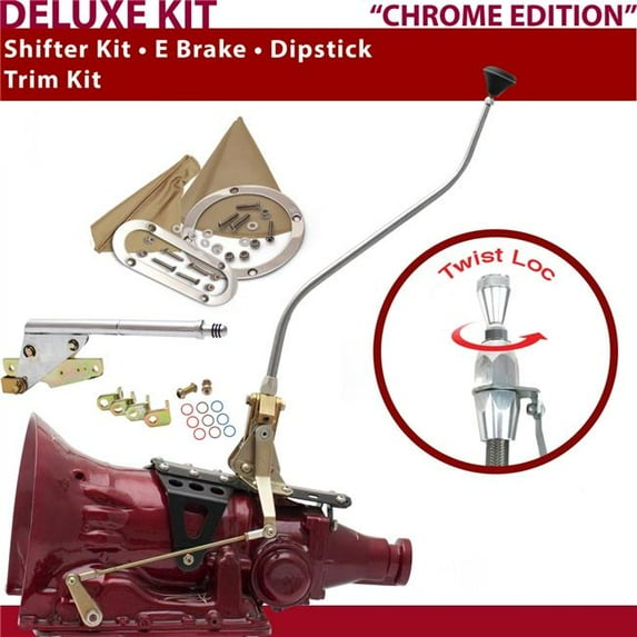 American Shifter PG Shifter Kit Chrome 23 in. Swan E Brake Trim Kit Dipstick for DF1AB