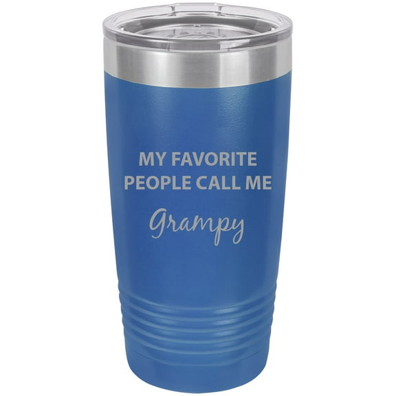 My Favorite People Call Me Grampy Stainless Steel Engraved Insulated Tumbler 20 Oz Travel Coffee Mug, Blue