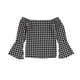 thumbnail image 2 of bar III Blusa de guinga con hombros descubiertos para mujer, negra, pequeña, 2 of 2