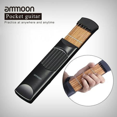 ammoon Portable Pocket Acoustic Guitar Practice Tool Gadget Chord Trainer 6 String 4 Fret Model for