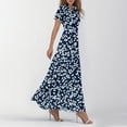 thumbnail image 7 of vigerkar Women's Flowy Chiffon Maxi Dress - Floral Print Beach Cover Up with V-Neck, Ruffle Sleeves for Vacation Dark Blue, 3XL, 7 of 7