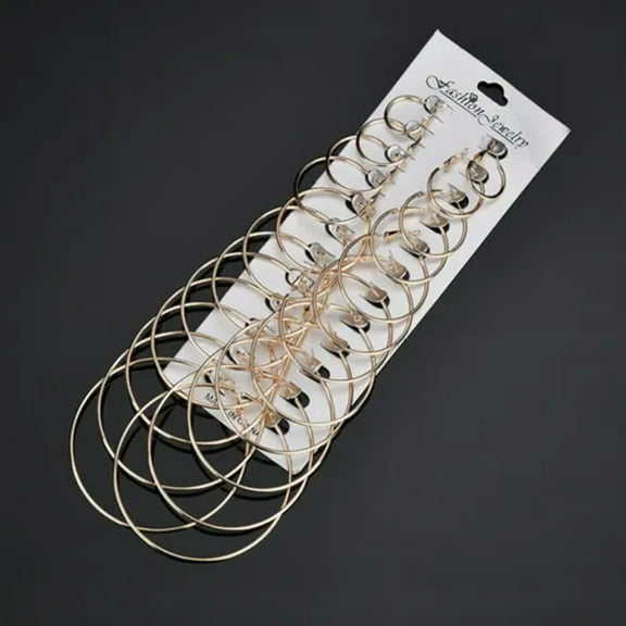12 Pairs/set Oversize Big Circle Hoop Earring Set Women Simple Punk Jewelry Gift
