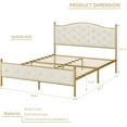 thumbnail image 7 of Queen Size Bed Frame with Velvet Tufted Headboard, Heavy Duty Metal Slats/No Box Spring Needed/Large Storage Space/Easy Assembly, Off-White, 7 of 7