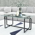 thumbnail image 3 of Glass Coffee Table,Clear Rectangle Glass Coffee Table, Modern Coffee Table with Metal Legs,Transparent, 3 of 7