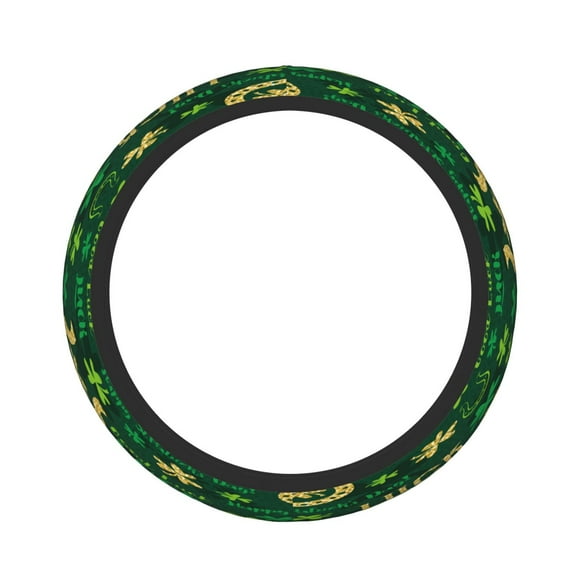 Car Steering Wheel Cover For Men Women Elastic Non-Slip Car Steering Wheel Covers Protector Universal 15 Inch Green Patricks Golden Horseshoe Shamrocks