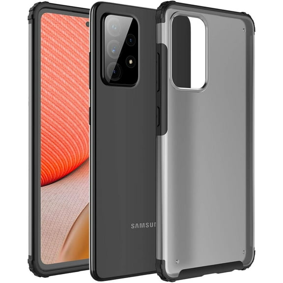 Case for Galaxy A72, Ultra Thin Shockproof Frosted Translucent Back Plate Protective Shell Compatible with Samsung Galaxy A72 (Black)