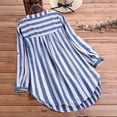 thumbnail image 6 of TFEOQRY Women's Blouses Outwear Striped Button Casual Loose Shirt Long Sleeved Cardigan Top Blue, 6 of 7