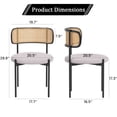 thumbnail image 2 of MAYEERTY 4-Pack Light Gray Modern Upholstered Dining Chairs, Rattan Back, Metal Legs, Kitchen Accent, 2 of 7