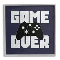 Stupell Game Over Blue Controller Phrase Beauty & Fashion Painting Gray Framed Art Print Wall Art