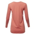 thumbnail image 3 of A2Y Women's Basic Solid Soft Cotton Long Sleeve Crew Neck Top Shirts Ash Rose L, 3 of 3