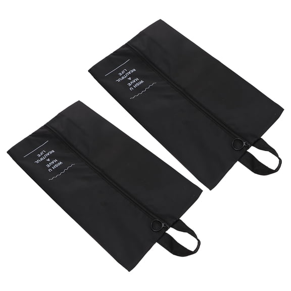 MOKKHNB 2Pcs Black Waterproof Shoe Pouch for Travel with Zipper Closure for Camping and Mountain Climbing