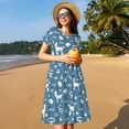 thumbnail image 4 of Easygdp Poodle Dog para Vestido Transpirable de Mujer, Vestido Suelto de Manga Corta con Pliegues y Bolsillos para el Verano, 4 of 6