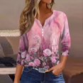thumbnail image 5 of JULMCOMO Womens Summer Tops Casual Loose Fit Blouses Sunflower Print Button Up V Neck Fashion T-Shirts 3/4 Sleeve Tunic Tops, 5 of 5