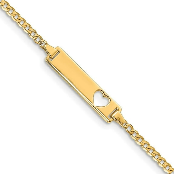Auriga Fine Jewelry 10K Yellow Gold Flat Curb Link ID Bracelet 8" for Women