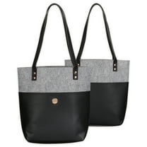 Christian Art Gifts Felt and Faux Leather Fashion Bible Cover Tote Bag - Love Never Fails - 2 Corinthians 13:8 Inspirational Bible Verse, Black and Gray, One Size