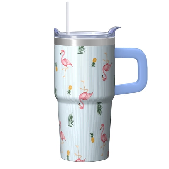 20OZ Stainless Steel Insulated Coffee Tumbler Flamingo with Handle Mug Cup BPA Free Portable Sweat Proof Perfect for Hot Cold Beverages Gifts for Women Girls on Birthday Christmas Summer