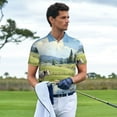 thumbnail image 3 of Rateoe Pasture Cow Pattern Men's Short Sleeve Polo Shirts, Golf Polo Shirts Short Sleeve Performance Moisture Wicking Dry-Large, 3 of 6