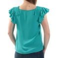 thumbnail image 3 of MAISON JULES Womens Blue Ruffled Short Sleeve Square Neck Top S, 3 of 3