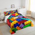 thumbnail image 4 of Erosebridal 3D Brick Comforter Set Full, Colorful Construction Bedding, Rainbow Building Blocks Bedding Comforter Sets Funny Geometric Rectangle Duvet Insert, 4 of 5