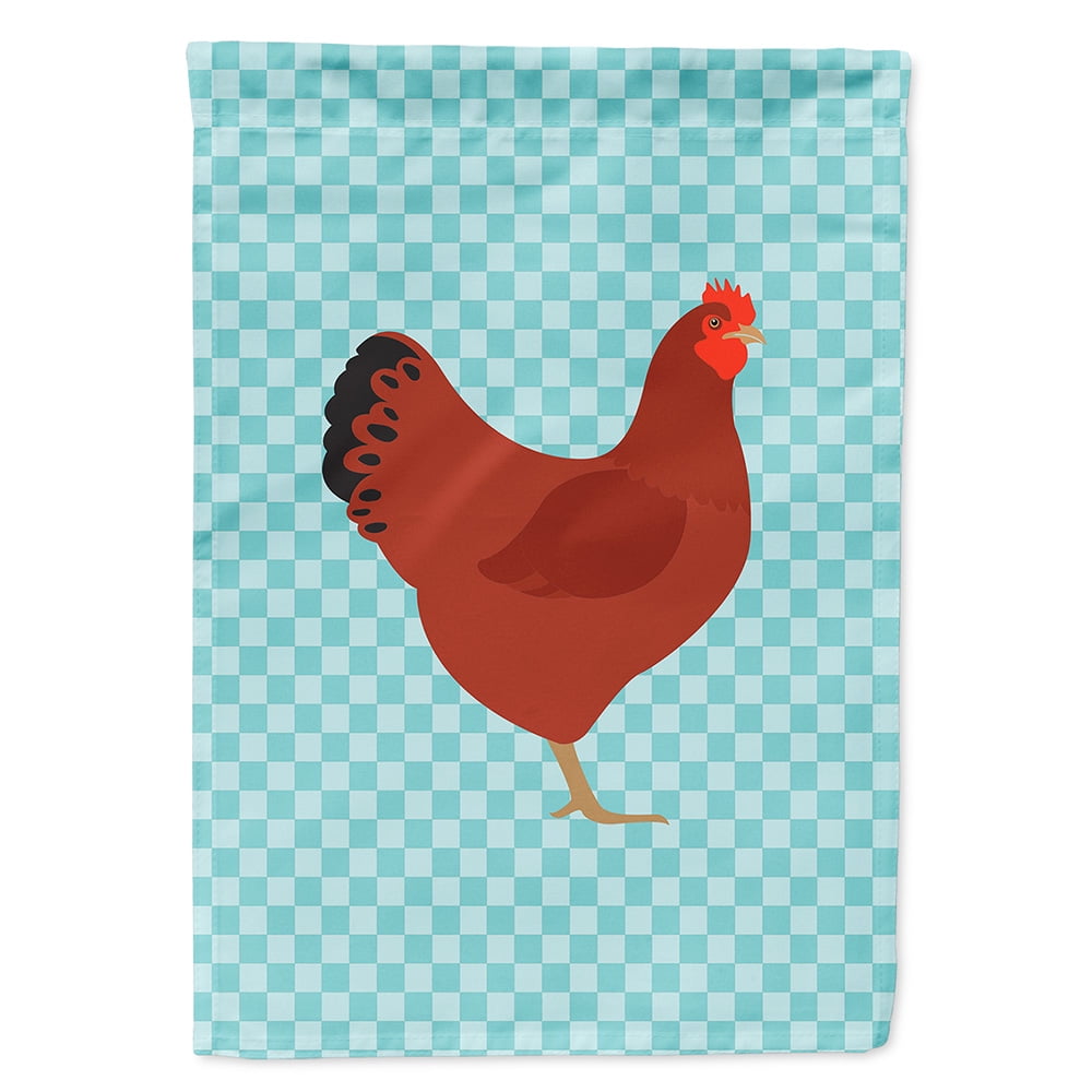 New Hampshire Red Chicken Blue Check Garden Flag