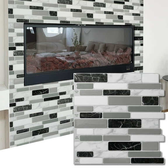 Art3dwallpanel 12"x12" Peel and Stick Backsplash Tiles,10-Sheet Self-Adhesive Wall Tile Stickers for Kitched,Bathroom,Countertop,Rentals