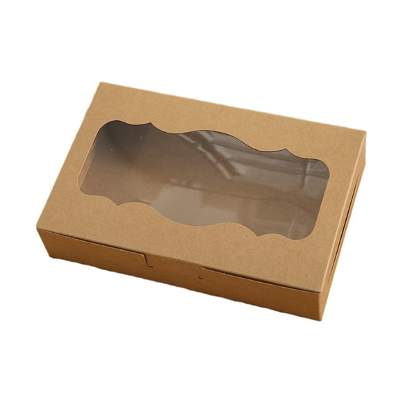 Unatoiry 50 Pcs Boîtes à Gâteaux en Papier avec Fenêtre d'Affichage Transparente Artisanat Exquis et Grand Application 10*6*2 Pouces kraft